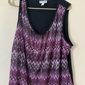 Sequined tank top, black back. Fashion bug 2x